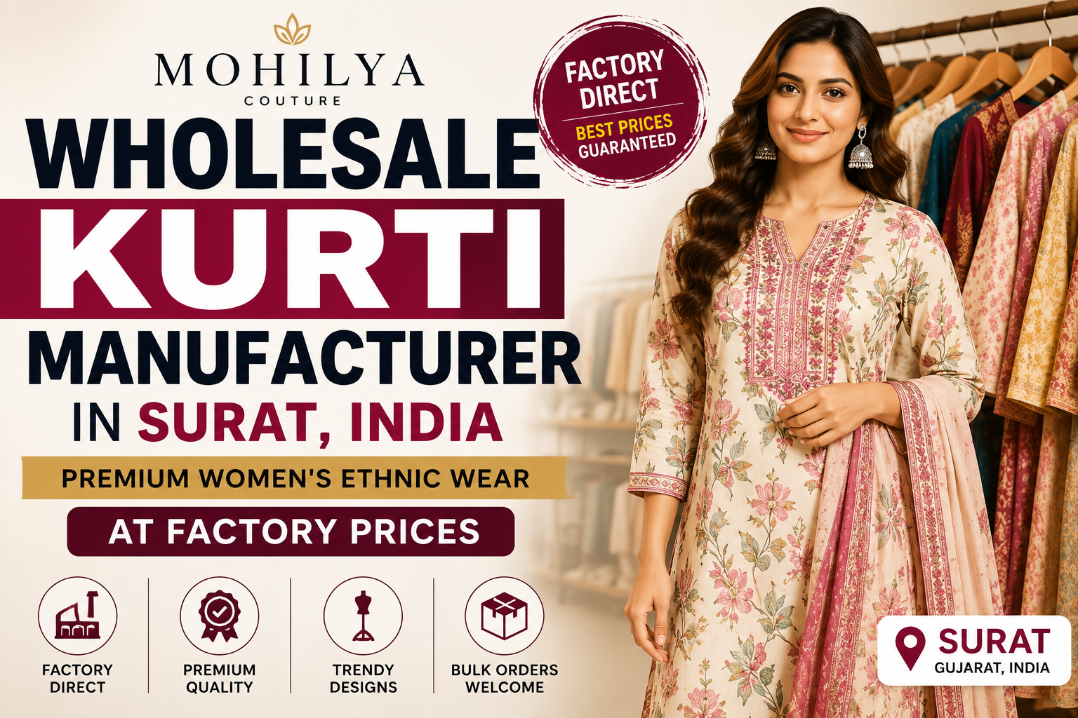 Wholesale Kurti Manufacturer in Surat, India - Premium Women's Ethnic Wear at Factory Prices