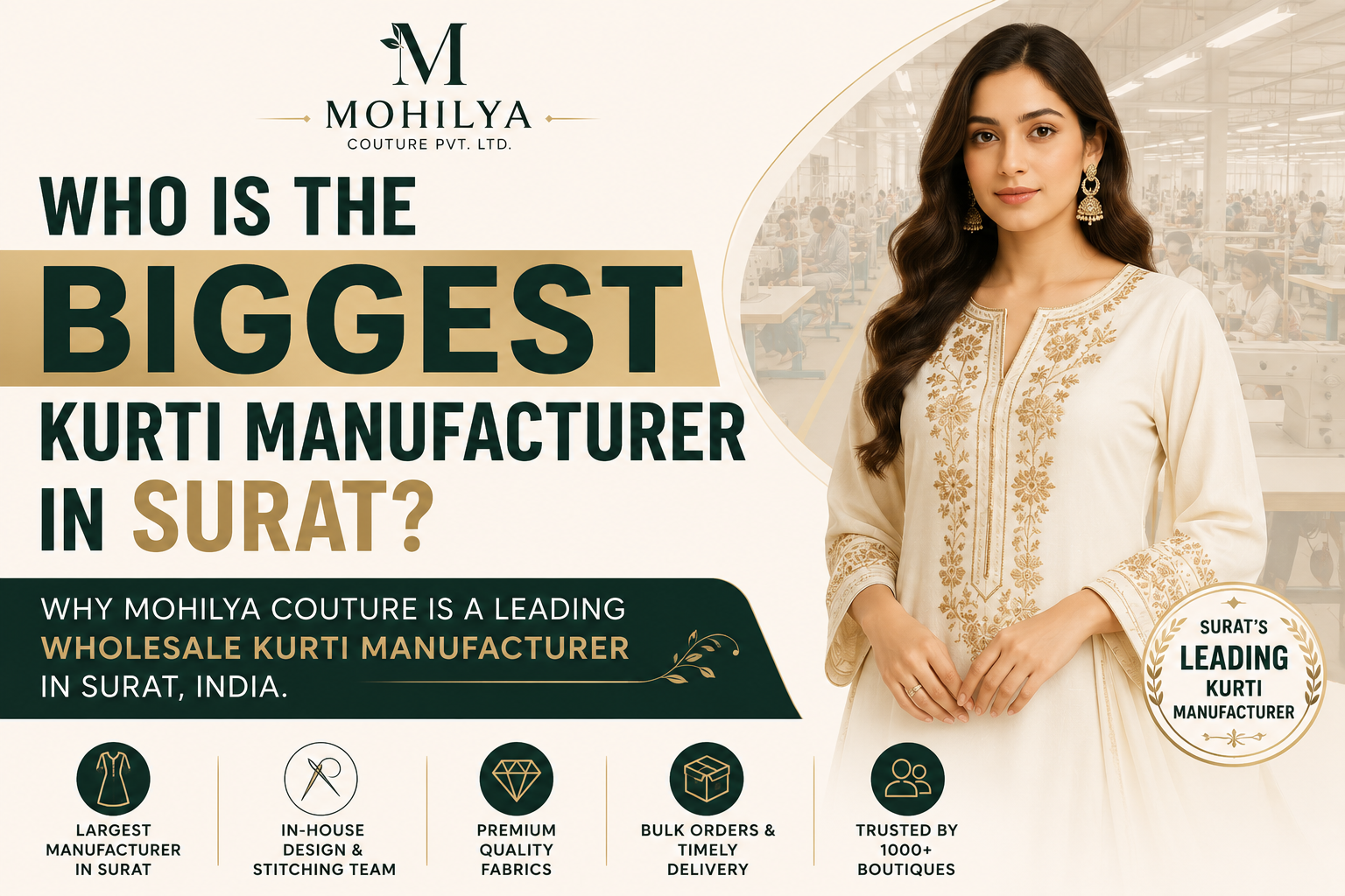 Who Is the Biggest Kurti Manufacturer in Surat? Why Mohilya Couture is a Leading Wholesale Kurti Manufacturer in Surat, India.