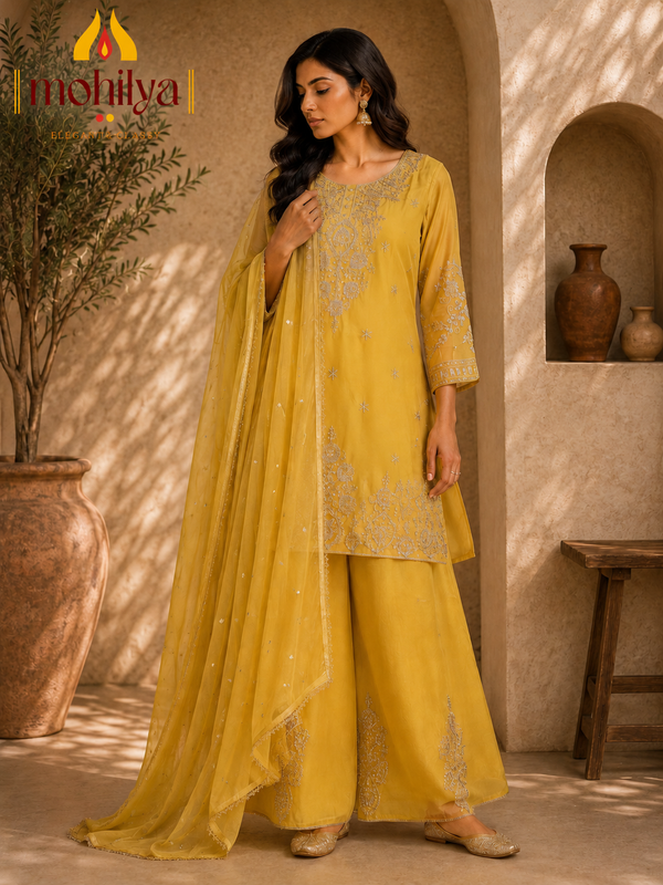 Mohilya Premium Kurta & Palazzo Set with Dupatta
