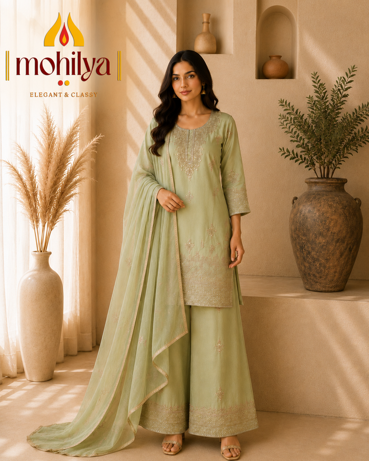 Mohilya Premium Kurta & Palazzo Set with Dupatta+2