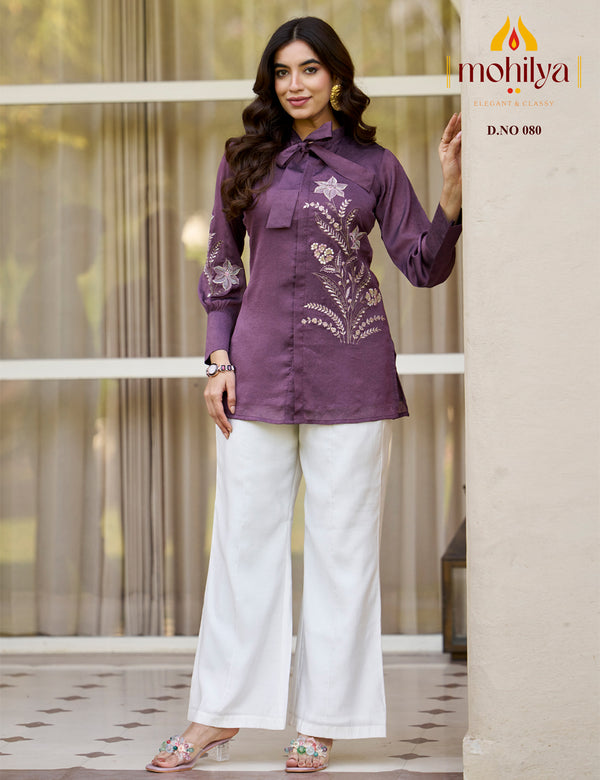 Bow-Tie Elegance Embroidered cord set