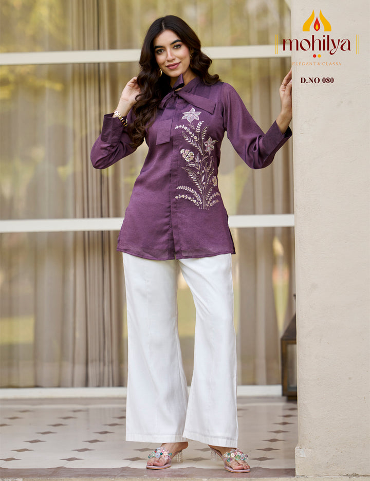 Bow-Tie Elegance Embroidered cord set+2