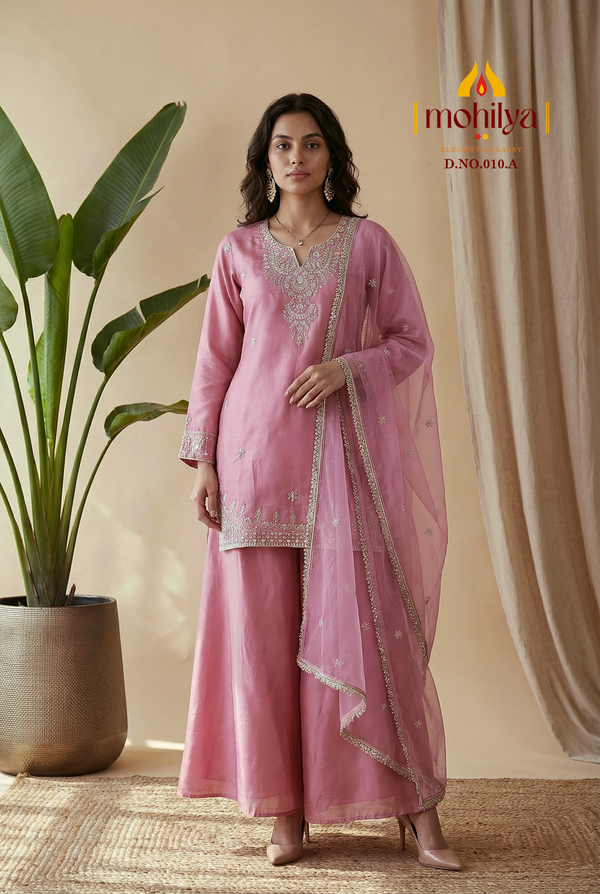 Noor Embroidered Kurti Palazzo Set
