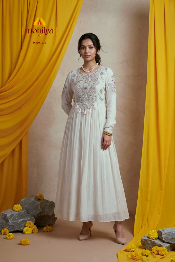 Embroidered Fusion Gown