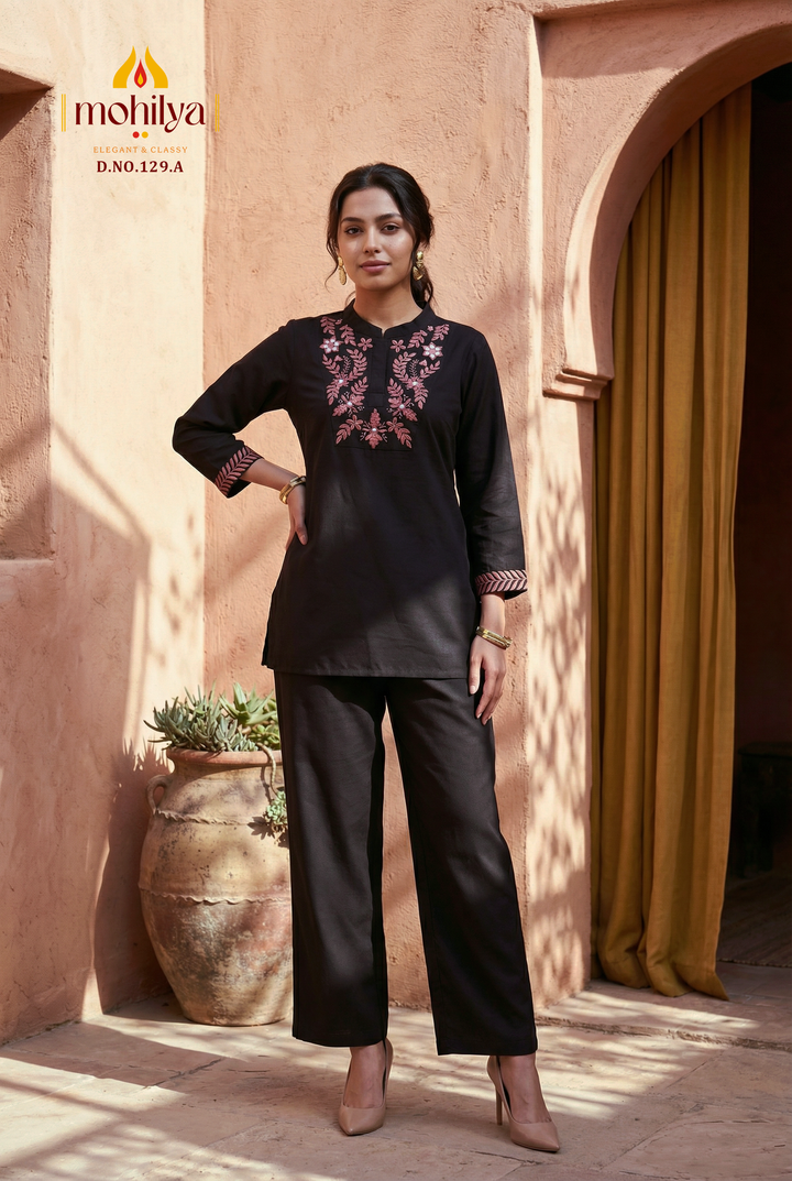 Mohilya Premium Roman Silk Embroidered Co-Ord Set+2