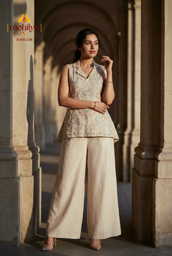 Mohilya Zazu Silk Sleeveless Peplum Co-Ord Set