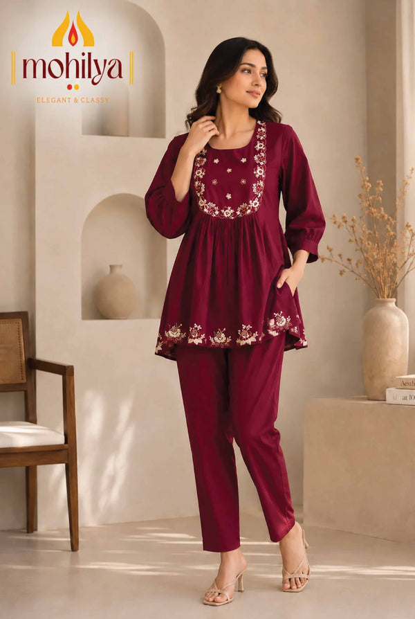 Mohilya Premium  Tunic & Trousers Co Ord Set for Women
